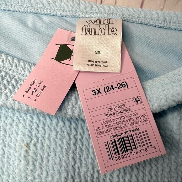 Wild Fable 3x Pucker Textured High Leg Cheeky Bikini Bottom Blue Plus Size NEW - Picture 7 of 9